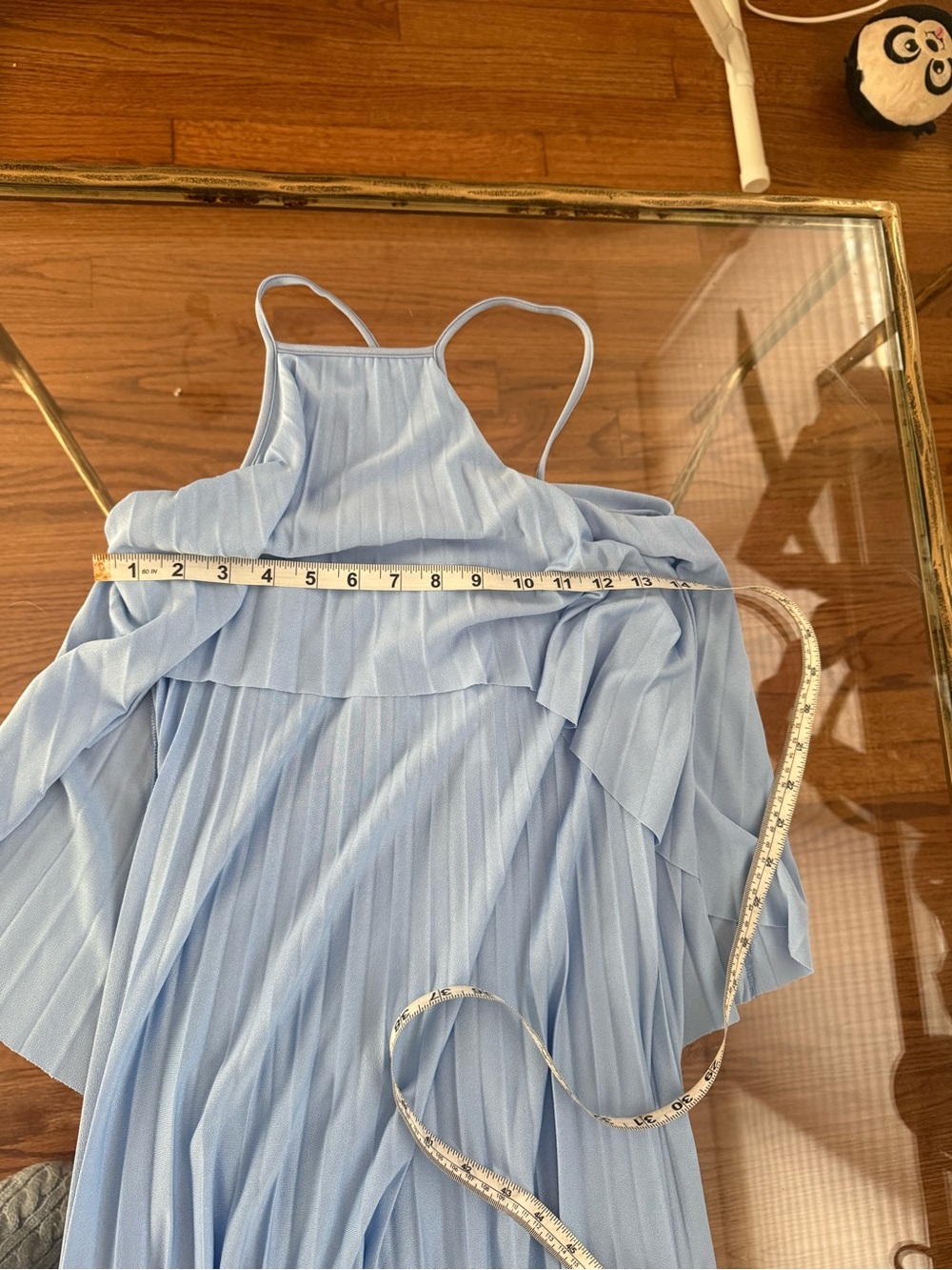 NWT ASOS Light Sky Blue Pleated Maxi Influencer Dress with Cascade Overlay Sz 0 - Picture 8 of 11